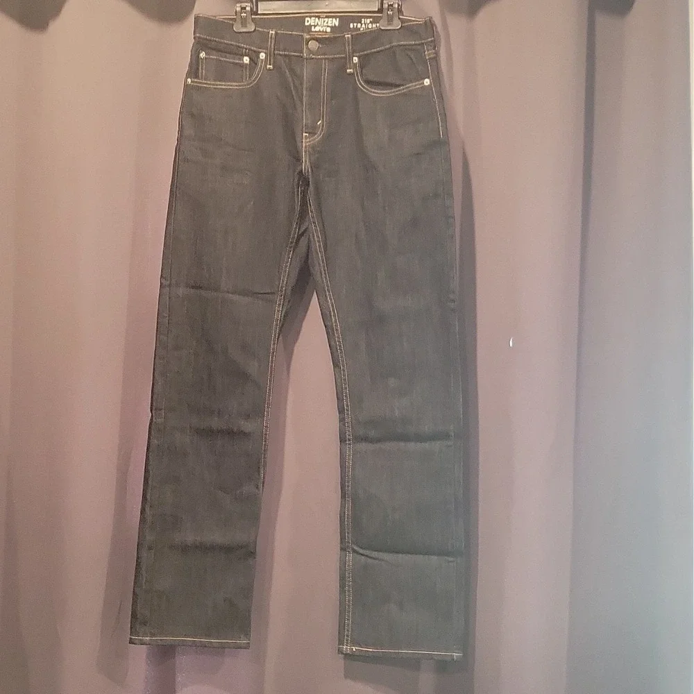 Denizen from Levi's Men's Blue Dark Wash Straight Fit Stretch Denim Jeans